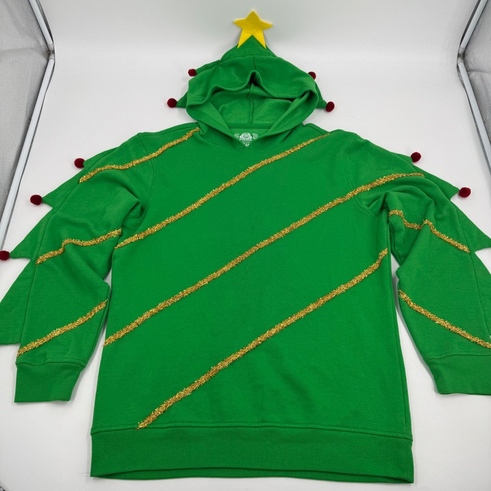 American Rag Green Christmas Tree Hoodie Festive Holiday Fun Men's Large
